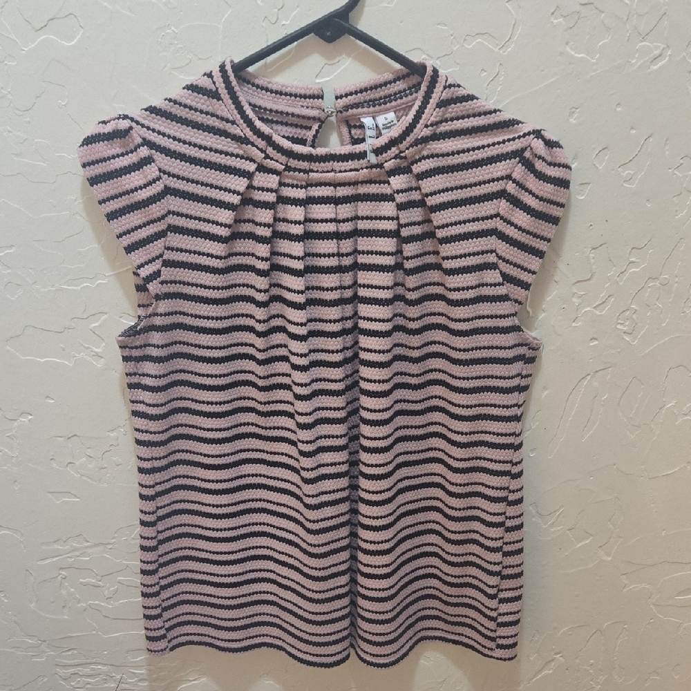 3/$10 Elle Striped Pink and Black Blouse